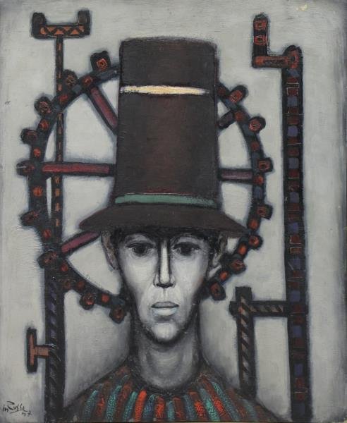 RUSSO, Mario. Oil on Canvas. "Testa Con Girandola" (1 of 9)