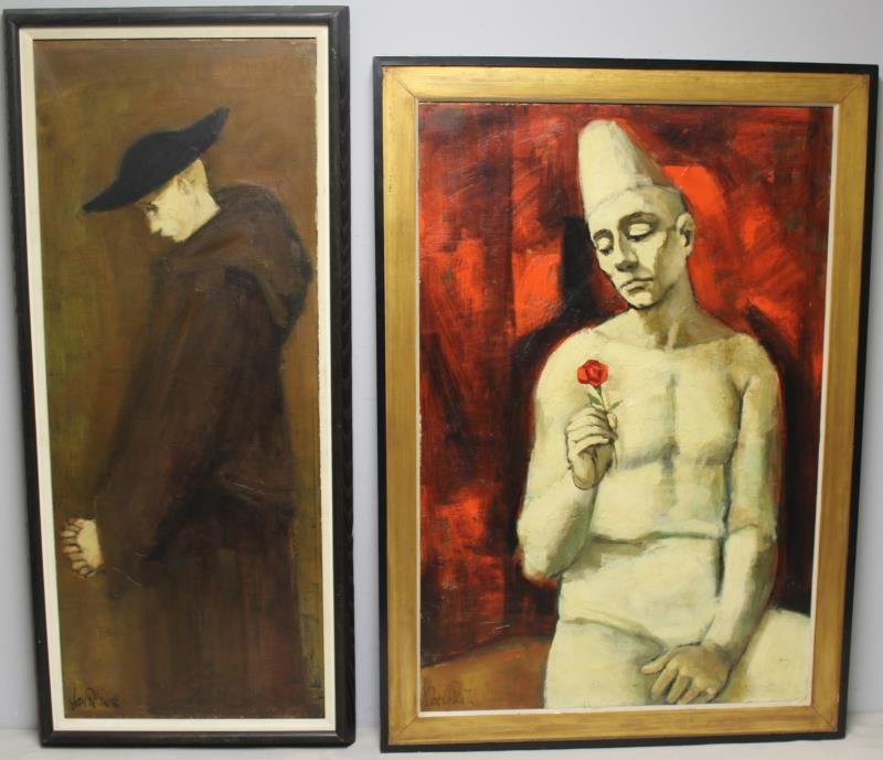 DE RUTH, Jan. Two Oils. Monk in Hat & Clown with (1 of 6)