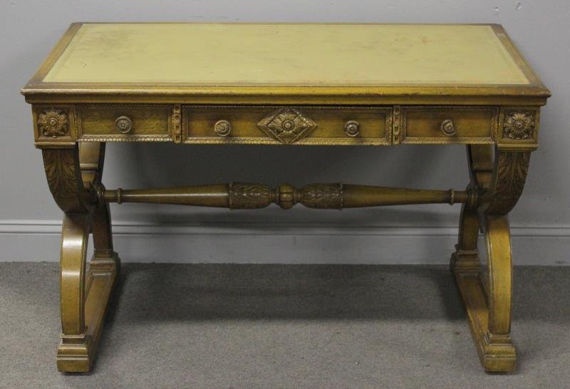 Neoclassical Style Antique Leather Top Desk . (1 of 6)