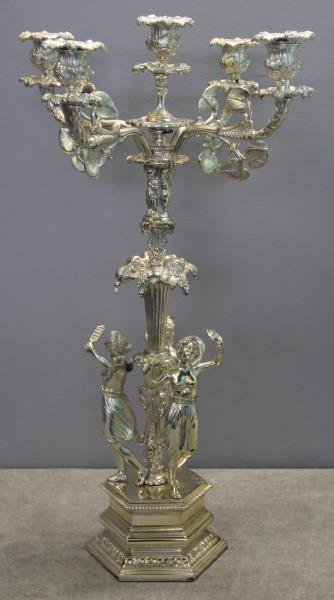 SILVERPLATE. Beautiful Five Arm Figural Candelabra (1 of 7)