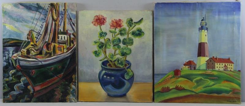 WENDELL, Raymond. 3 Oils on Canvas. (1 of 8)