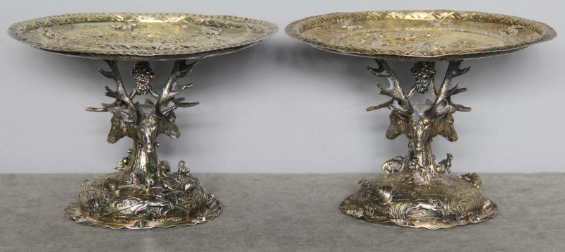 SILVER. Pair of Antique German .812 Silver Tazzas. (1 of 10)