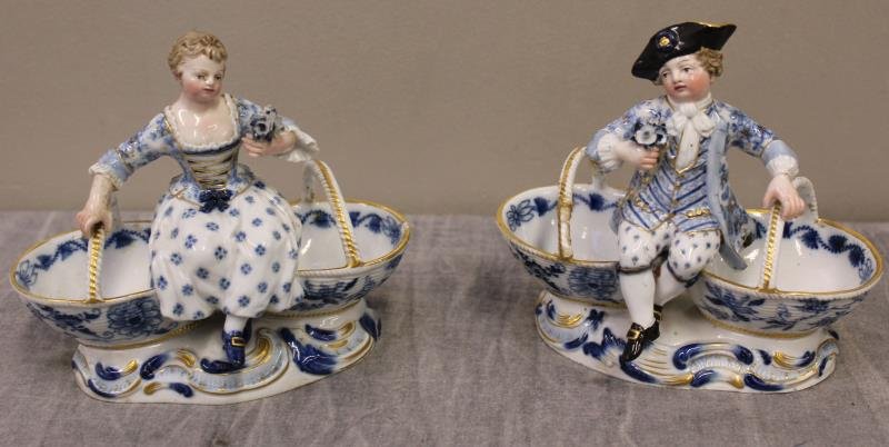 MEISSEN, Pair of Porcelain Figural Condiment (1 of 6)