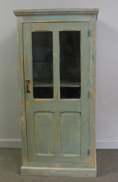 19th Century Green Painted 1 Door Cabinet. (1 of 6)