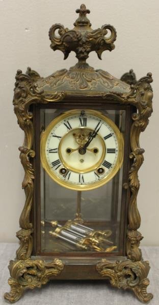 Ansonia Bronze Crystal Regulator Clock . (1 of 6)
