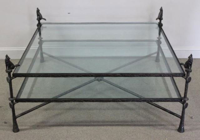 Bronze Giacometti Style Coffee Table with Wolf (1 of 5)