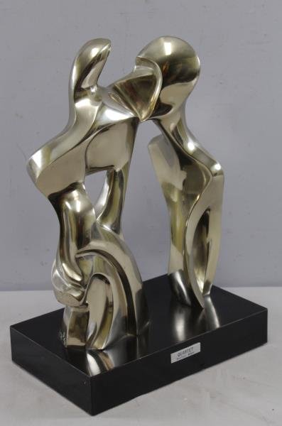 MEYER, Seymour. Polished Bronze "Quartet".: Signed and numbered 6/9. Seymour Meyer (American, 1914 - 2009). From a Great Neck, NY home. Dimensions: 15.5" high x 11.5" wide x 4" deep.