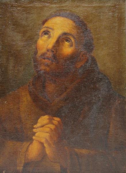18th/19th C. Oil on Canvas. Praying Monk. (1 of 6)