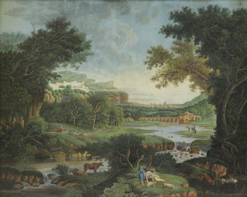 19th C. Gouache on Paper. Italianate Landscape (1 of 9)