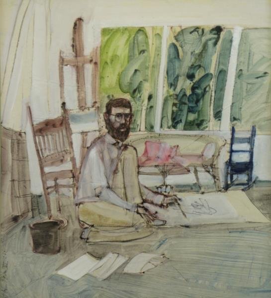 PARKER, Robert A. Watercolor & Ink. Self Portrait (1 of 4)