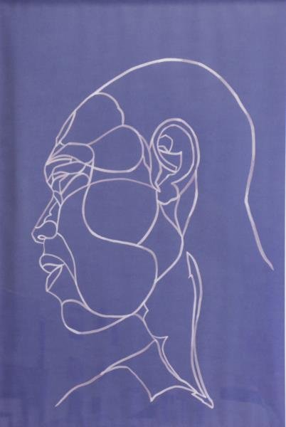 NEWKIRK, Kori. Bleach on Paper "Shift" 2009.: Head in Profile. Not visibly signed. Exhibited at The Project, New York February - March 2009. Kori Newkirk (African American, b. 1970). From a Manhattan, NYC storage unit. Dimensions: 38.75" high x 2