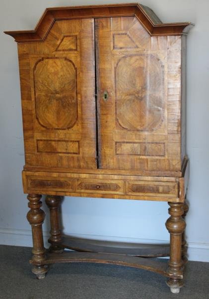 Antique Continental Inlaid Walnut Cabinet on Stand (1 of 7)