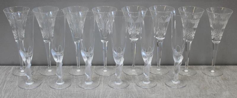 Waterford & Faberge Cut Glass Champagne Flutes (1 of 10)