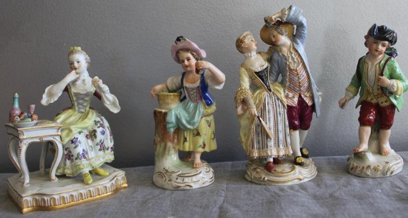 MEISSEN. Lot of 4 Porcelain Figurines. (1 of 5)