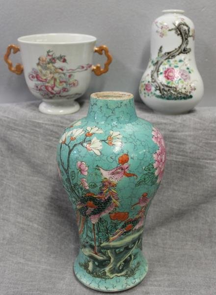 3 Antique Chinese Enamel Decorated Porcelains. (1 of 8)