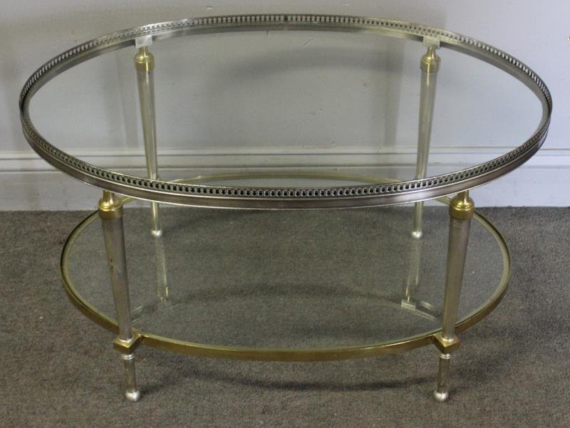 Midcentury Glass and Steel 2 Tier Coffee Table. (1 of 1)