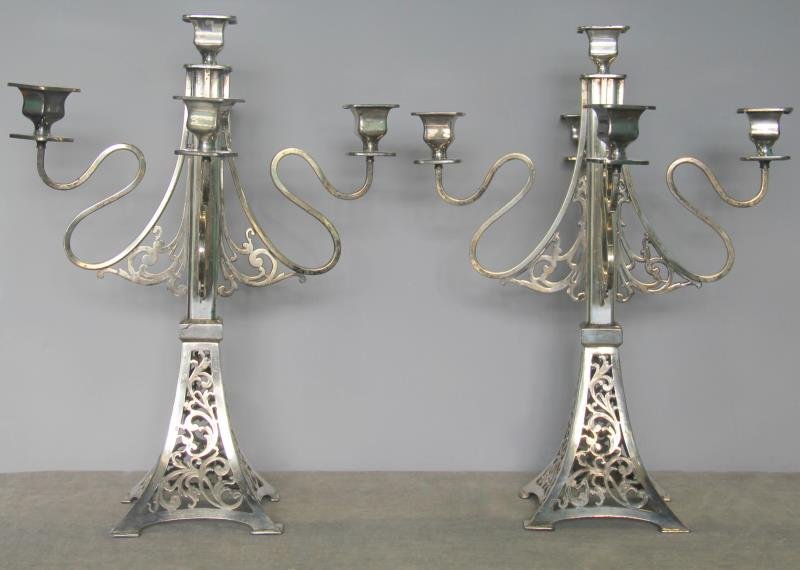 SILVERPLATE. Pair of Forbes Silverplate Candelabra (1 of 6)