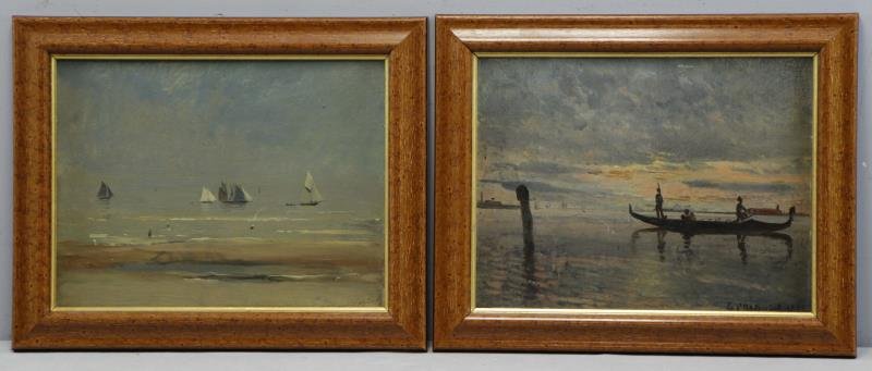 ADELSWARD, Gustav. Pair of Oil on Board Seascapes. (1 of 7)