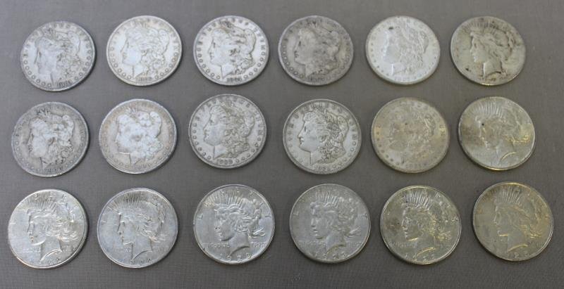 Collection of Morgan and Peace Silver Dollars (18) (1 of 2)