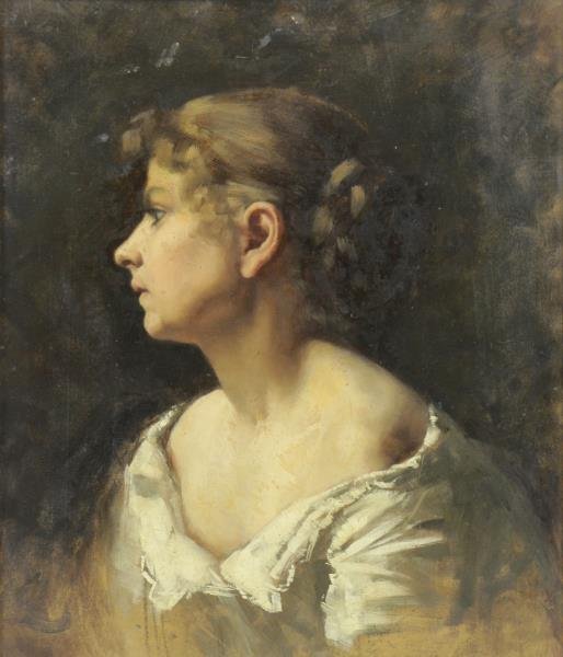 Unsigned. Oil on Canvas. Portrait of a Beauty. (1 of 5)