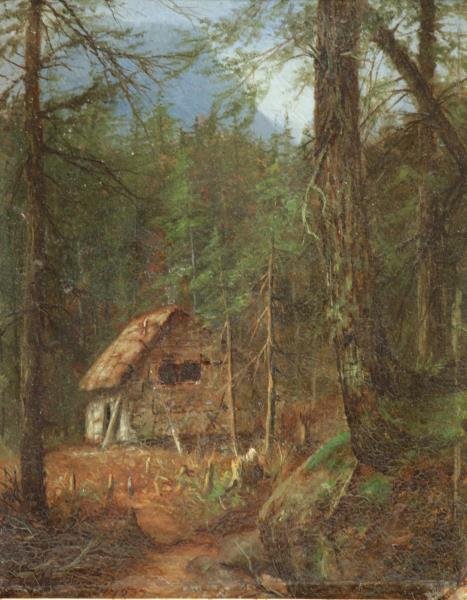 WOODWARD, Laura. Oil on Board. Cottage in Woods. (1 of 5)