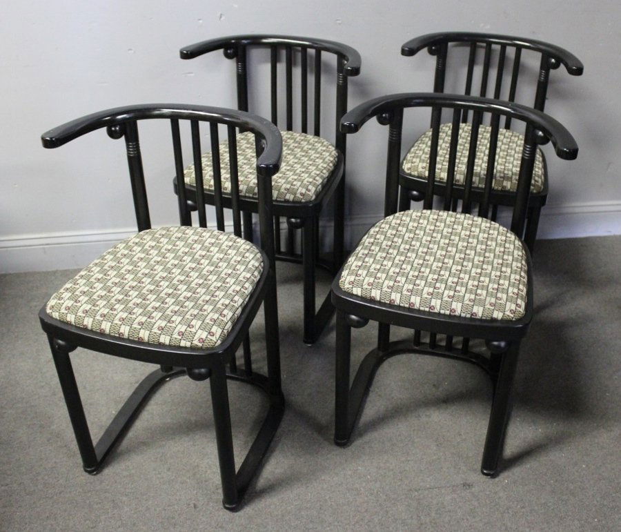 Set of 4 Lacquered Arm Chairs After Josef Hoffman. (1 of 4)