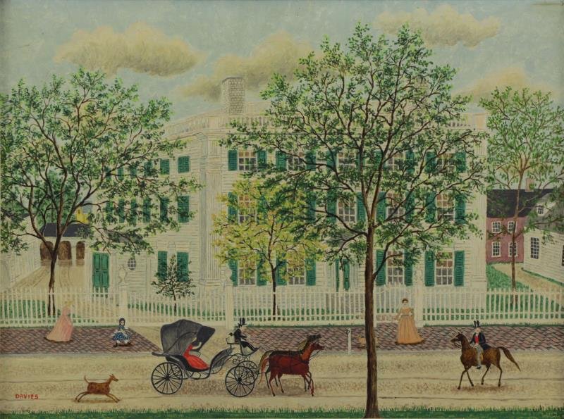 DAVIES, Albert W. Oil on Board. Village Scene. (1 of 6)