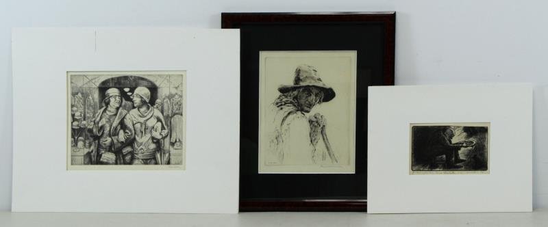 Lot of 3 American Etchings. (1 of 8)
