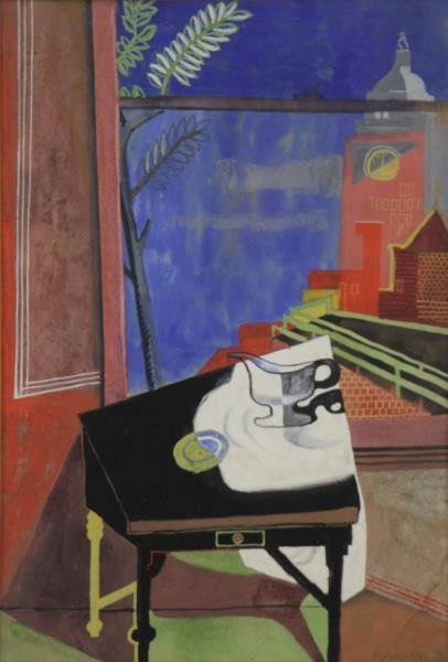 BROWNE, Byron. Gouache on Paper. Interior Still (1 of 7)