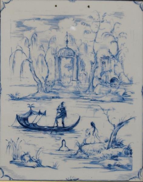 Unusual Blue & White KPM Porcelain Plaque. (1 of 8)