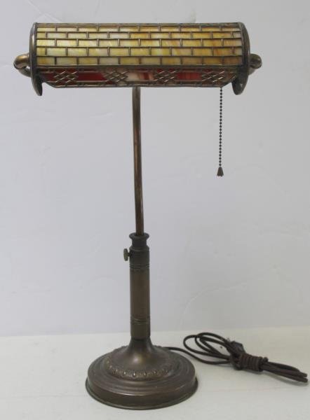 Handel Signed Desk Lamp With Slag Glass (1 of 7)