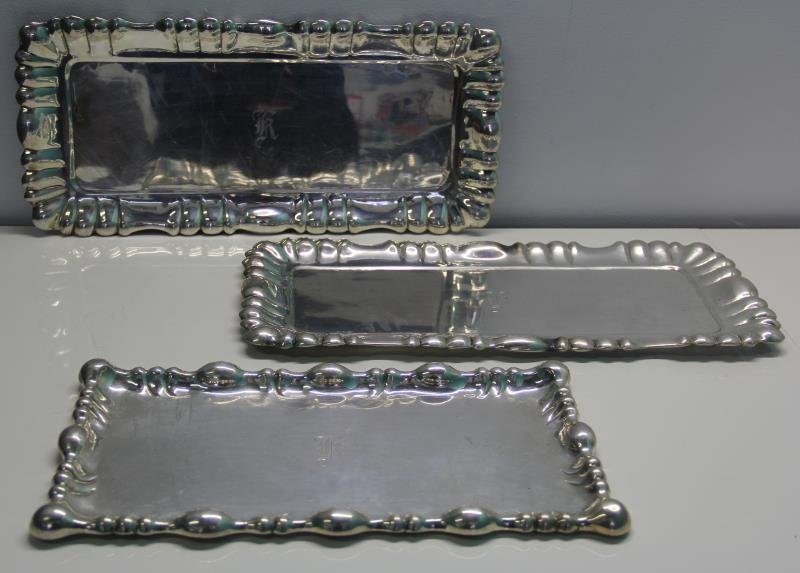 SILVER. Peruvian (?) Silver Tray Grouping. (1 of 6)
