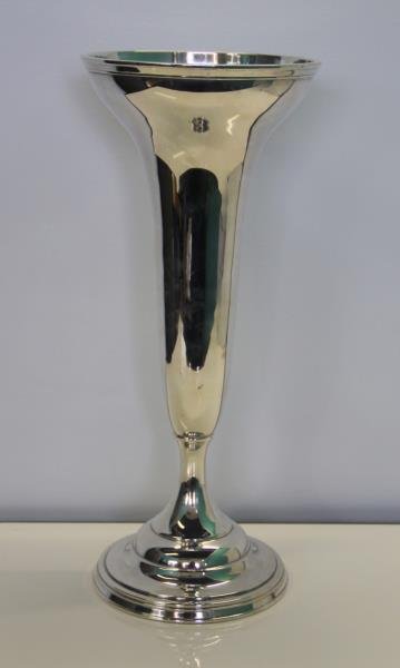 STERLING. Large Black Starr & Frost Trumpet Vase.: Stamped, "Black Starr & Frost, New York / Sterling / Exclusive Design / 49-7517-16in". Total approx. weight is 35.65 troy oz. From a Princeton, NJ estate. Dimensions: 7" diameter to top x 16.25" h. Co