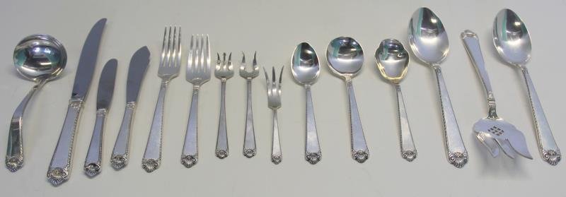 STERLING. Tuttle 'Lamerie' Flatware Service for 12 (1 of 5)