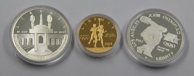 1984 Olympic Coin 3 Coin Set Gold & Silver, 3 Sets (1 of 10)