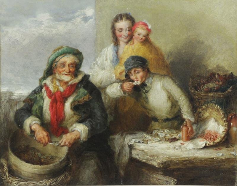 PARKER, Henry P. Oil on Canvas. The Oyster Seller. (1 of 7)