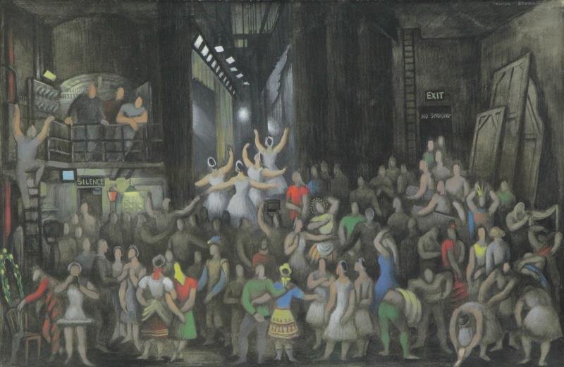 BROWNING, Colleen. Gouache on Paper. "Backstage." (1 of 3)