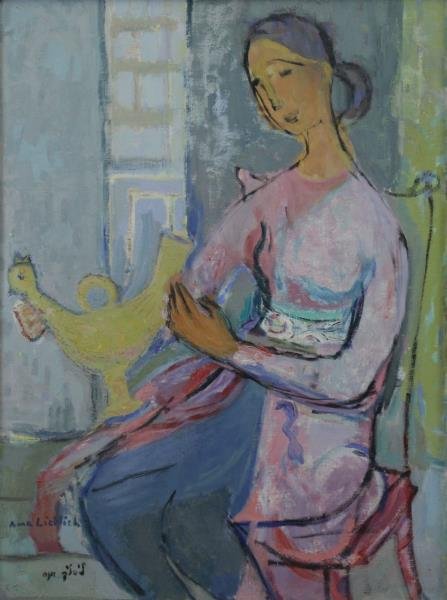 WEINGRUN-LIEBLICH, Anna. Oil on Canvas. Woman with (1 of 7)