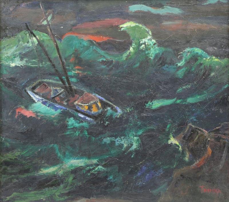 TROMKA, Abram. Oil on Masonite "Storm off (1 of 7)