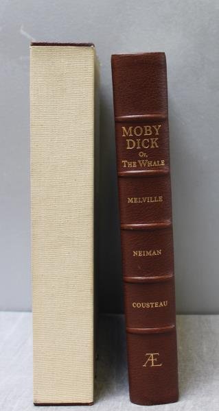 Moby Dick or, The Whale Neiman / Cousteau: Deluxe edition of Moby Dick in slipcase. Artists Limited Edition, 1975. With a signed color lithograph pencil signed by Neiman. Signed by Jacques-Yves Cousteau. Numbered 541/1500. Slipcase with some m