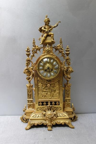 French Dore Bronze Cathedral Style Figural Clock. (1 of 7)