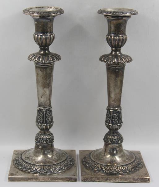 SILVER. Pair of Antique German Silver Candlesticks (1 of 9)