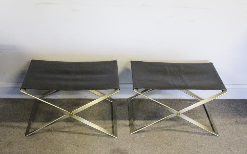 Pair of Poul Kjaerholm PK-91 Folding Stools. (1 of 7)