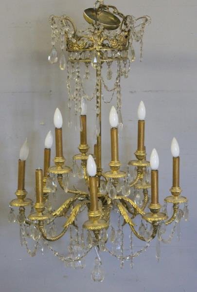 Vintage Gilt Metal 12 Arm Chandelier. (1 of 5)