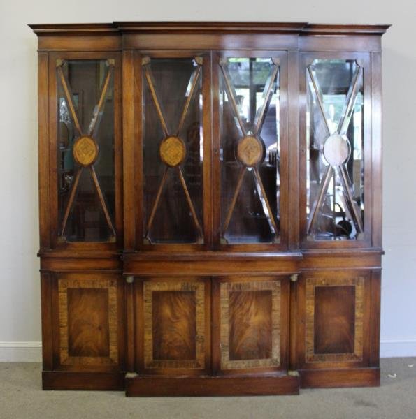 Custom Quality Mahogany Breakfront With Bronze (1 of 7)