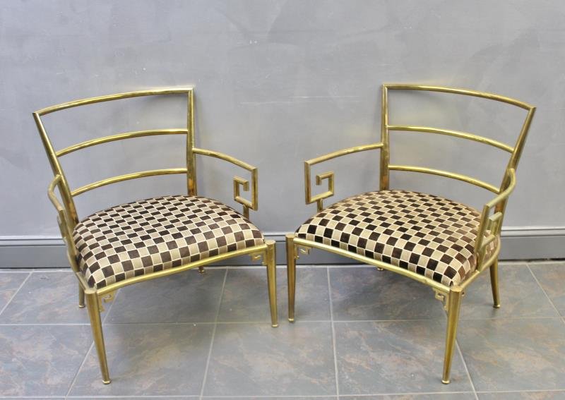 Midcentury Pair of Mastercraft Brass Lounge Chairs (1 of 4)