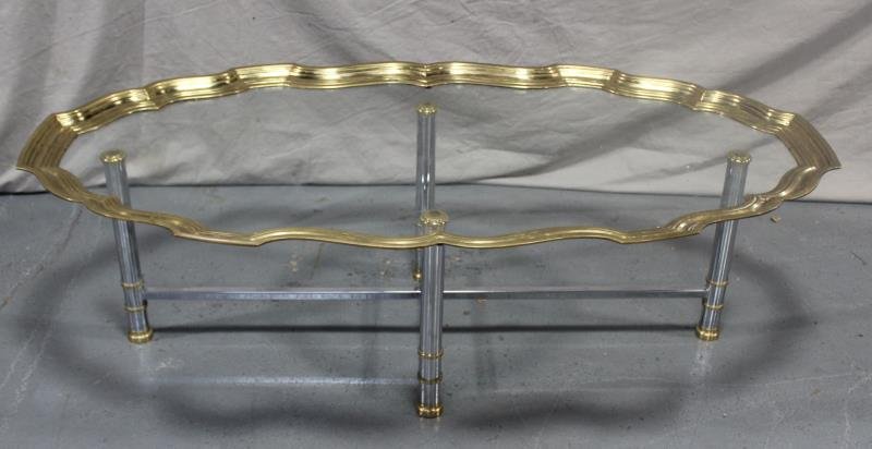 Decorative Brass, Chrome and Glass Coffee Table (1 of 1)