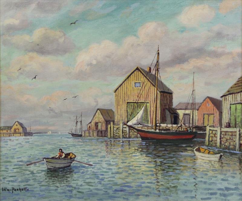 PASKELL, William. Oil on Canvas. Harbor Scene. (1 of 6)