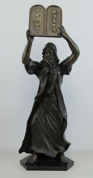 Judaic Bronze. Moses Holding 10 Commandments. (1 of 4)