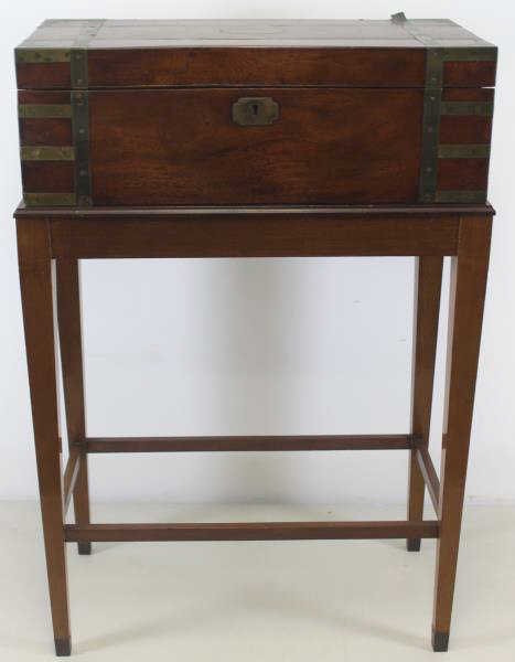 Antique Campaign Lap Desk On Stand